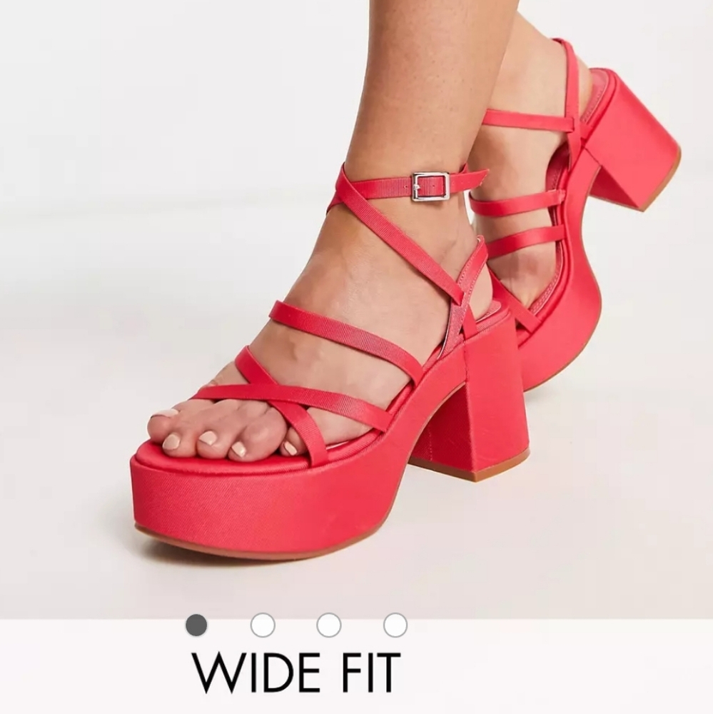 ASOS DESIGN Wide Fit Hoxton chunky mid platforms sandals in pink